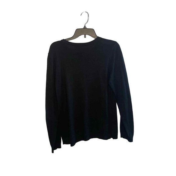 Talbots Women's black crew neck sweater scooter with presents size Small - Picture 2 of 8
